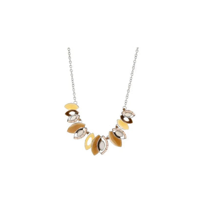 Collier fantaisie avec pendentifs en forme de feuilles d'automne dorées et argentées
