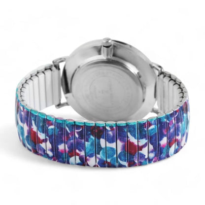Montre bracelet élastique multicolore Donna Kelly, arrière du boîtier visible