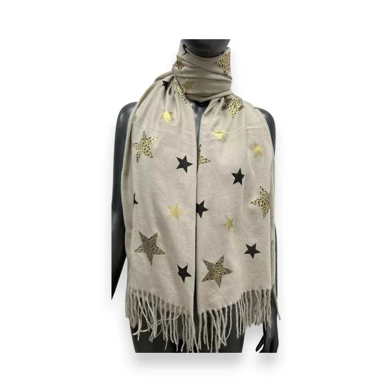 Écharpe beige Motif Étoiles