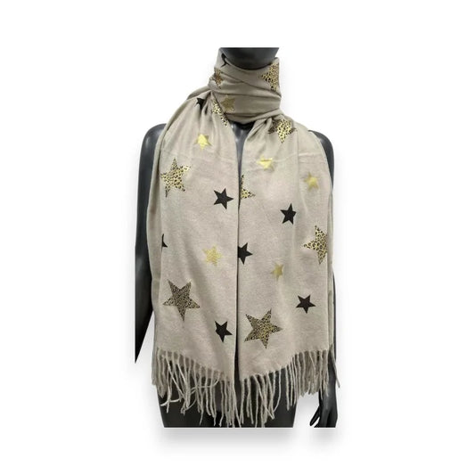 Écharpe beige Motif Étoiles