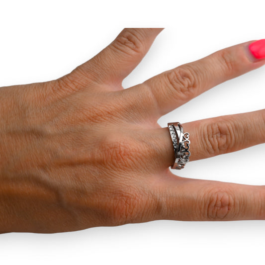 Bague 3 anneaux entrelacés cœur