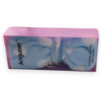Bandeau à maquillage femme bleu ciel pois blanc