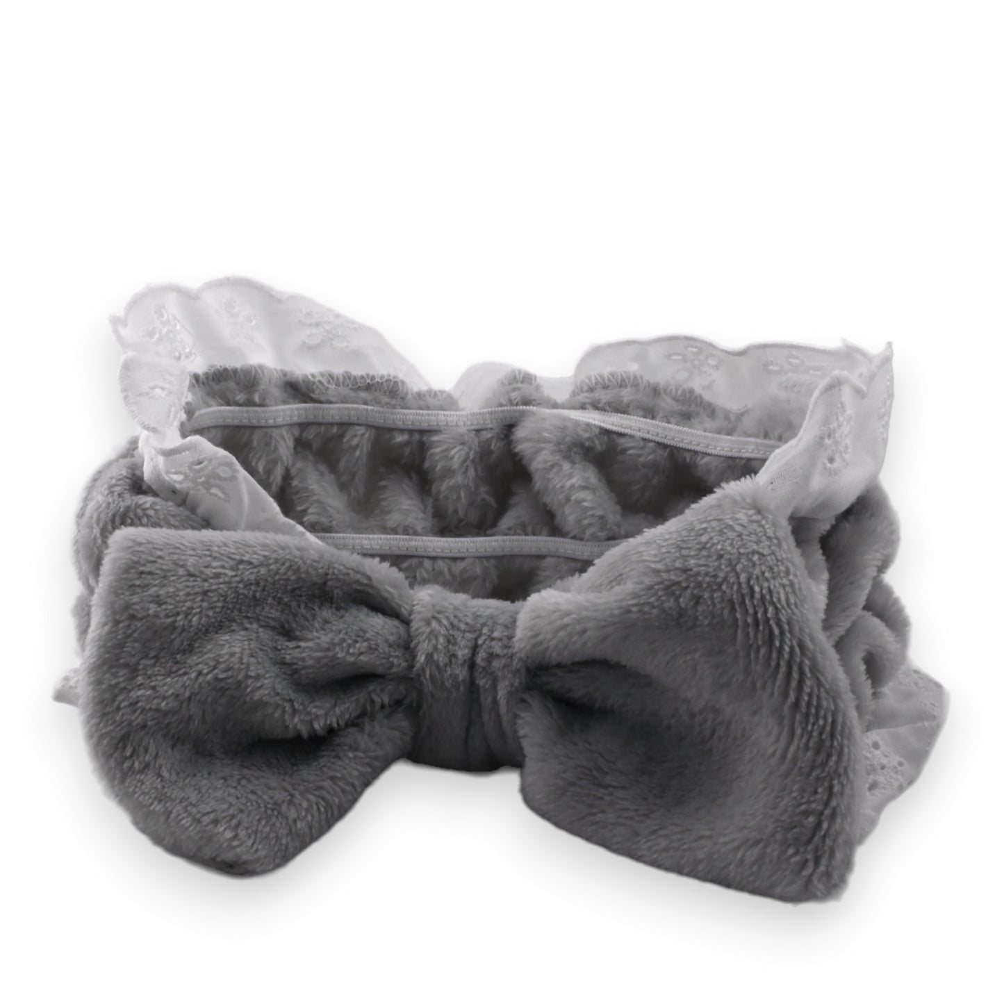 Bandeau à maquillage gris broderie anglaise