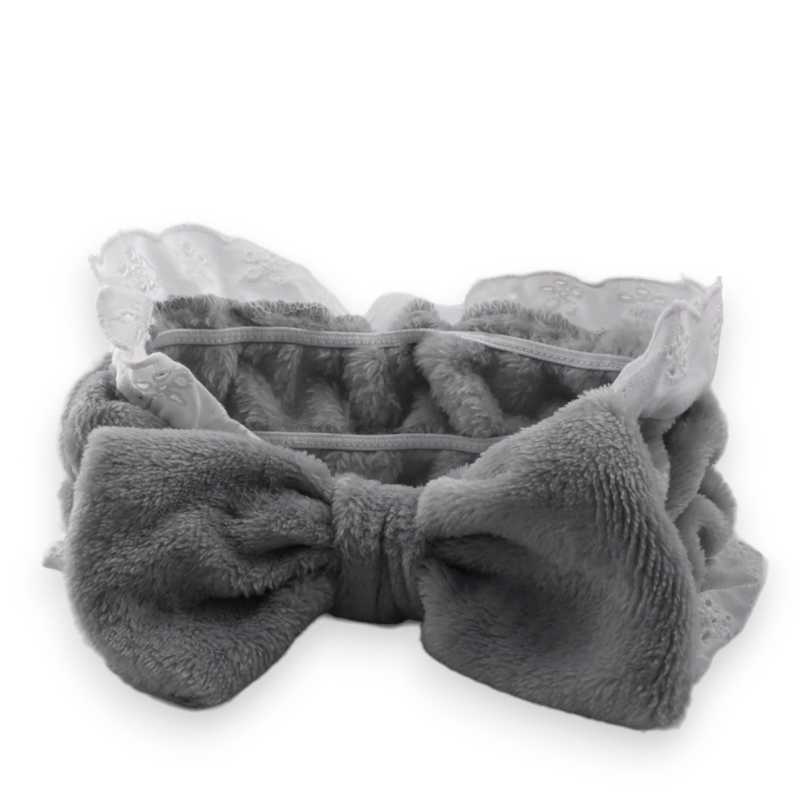 Bandeau à maquillage gris broderie anglaise