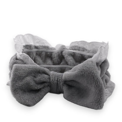 Bandeau à maquillage gris broderie anglaise