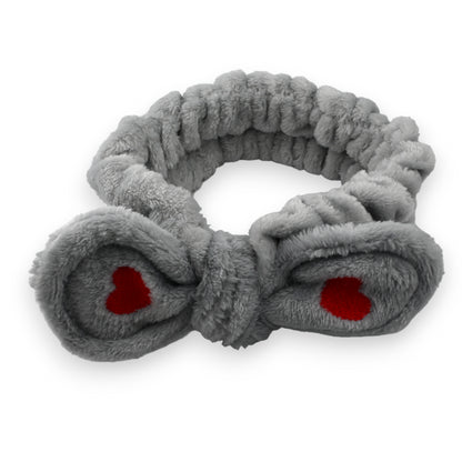 Bandeau à maquillage gris femme noeud coeur