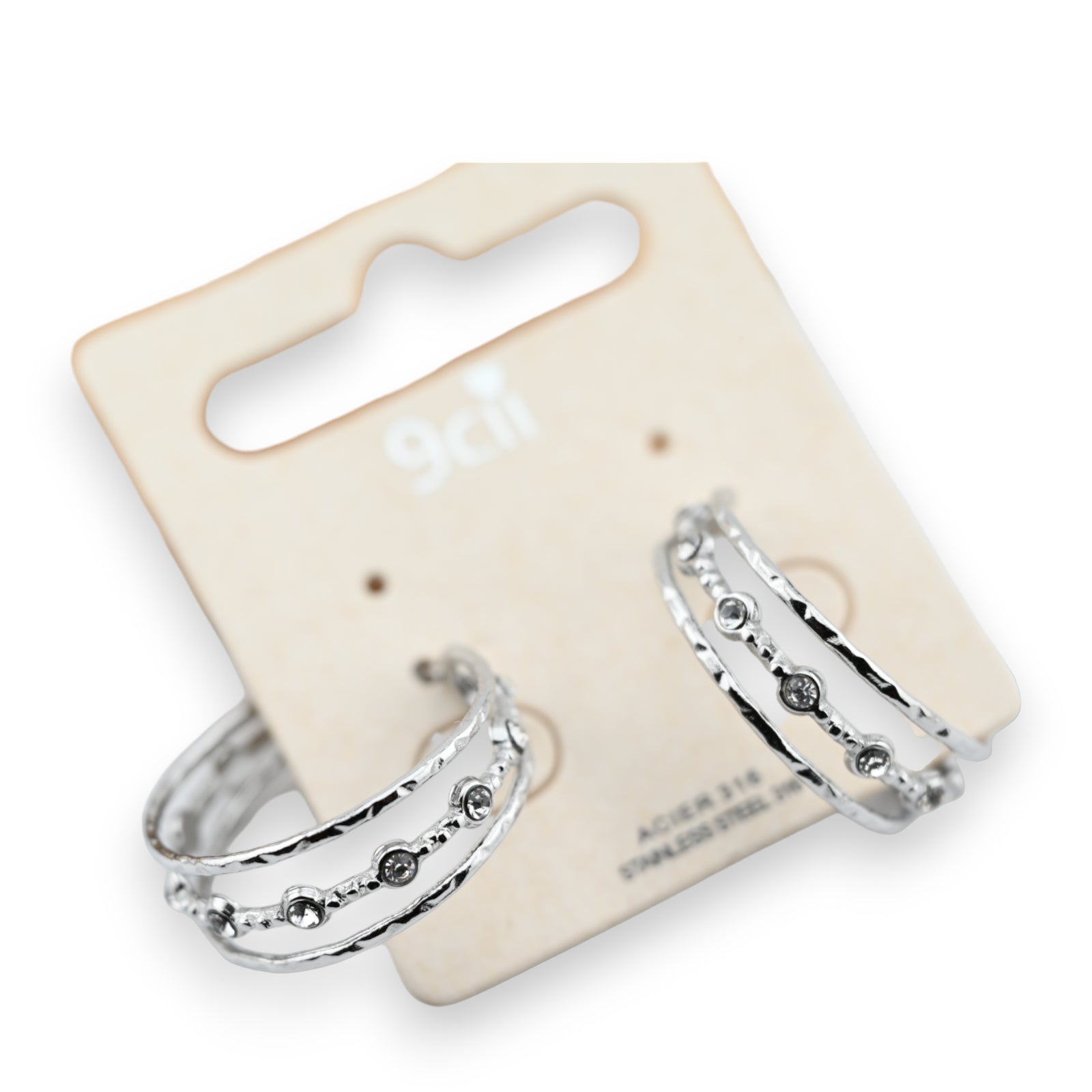 Boucle d'oreille anneau acier argenté