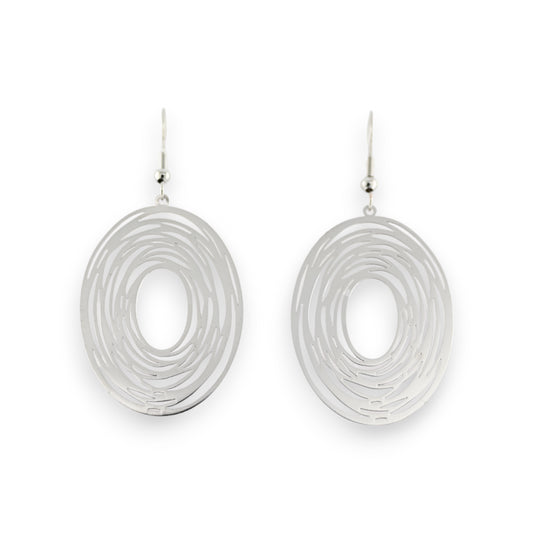Boucle d'oreille fine ovale en métal effet dentelle