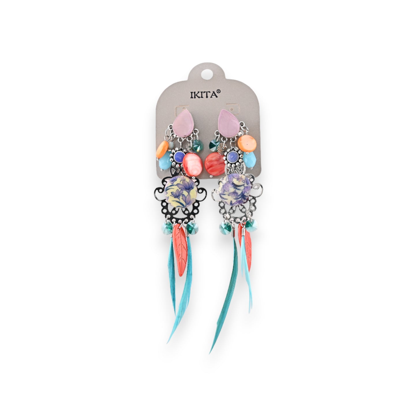 Boucles d'oreilles clip en métal multicolores de chez Ikita
