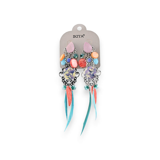 Boucles d'oreilles clip en métal multicolores de chez Ikita