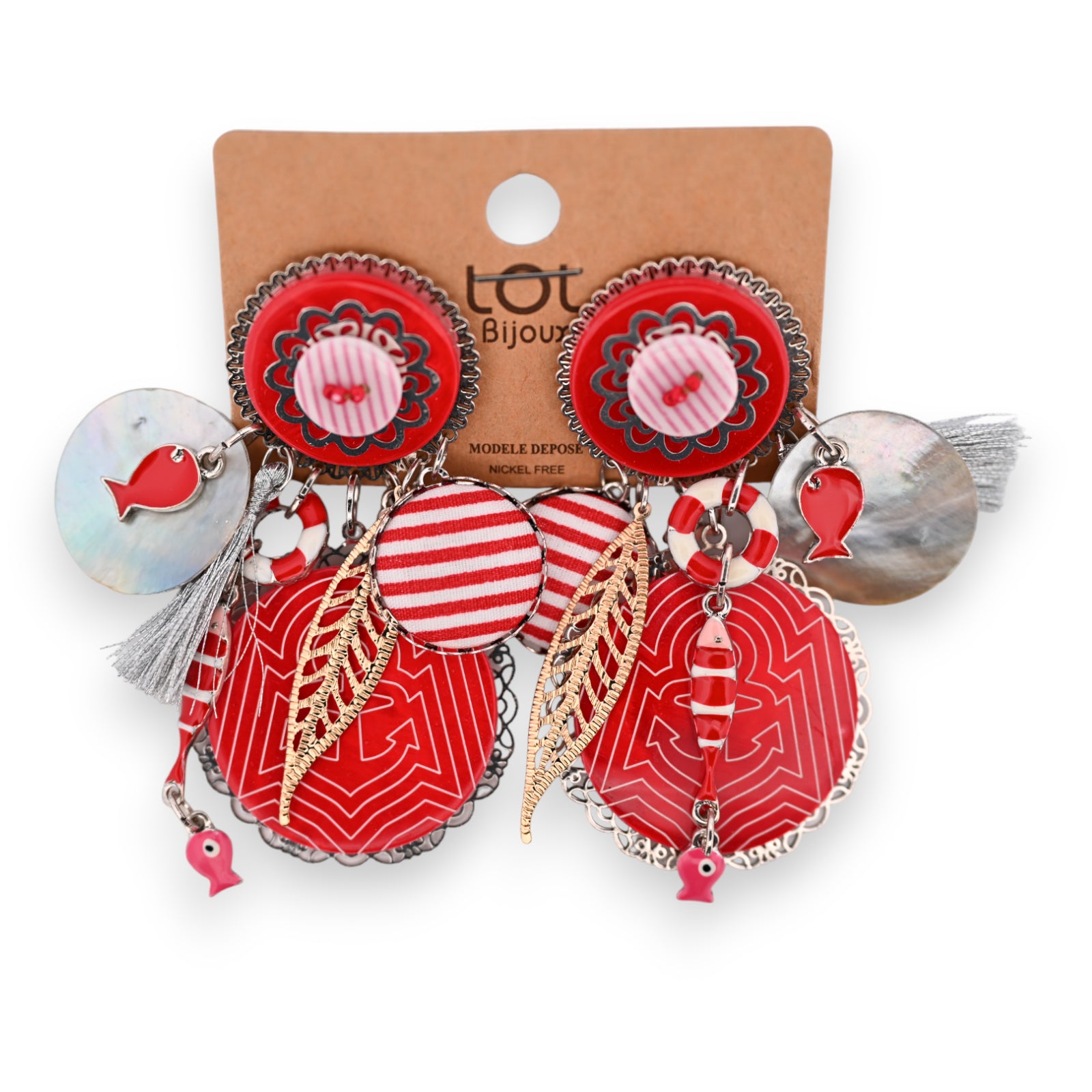 Boucles d'oreilles clip fantaisie poisson rouge