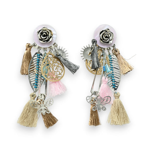 Boucles d'oreilles clip romantique rose