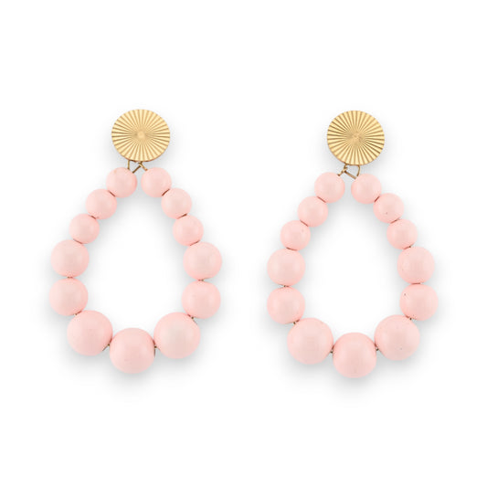 Boucles d'oreilles créoles perles rose tendre brillantes
