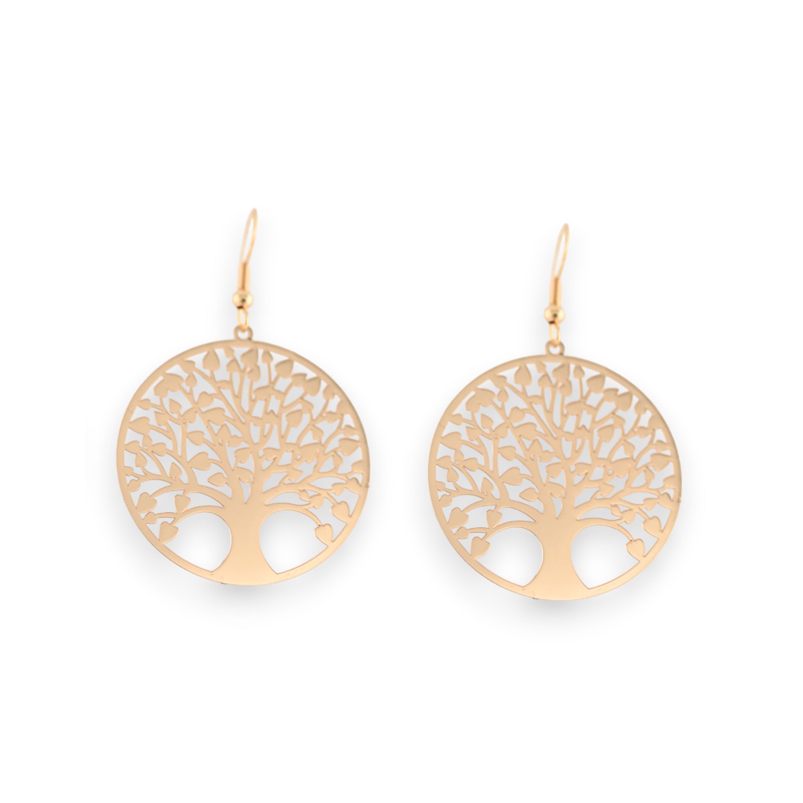 Boucles d'oreilles en métal doré motif arbre de vie