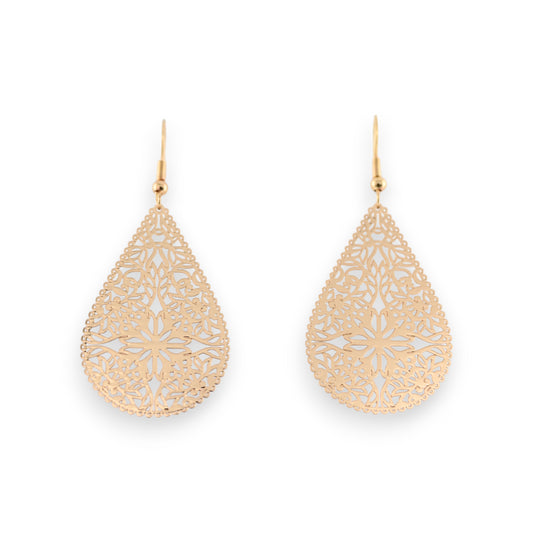 Boucles d'oreilles en métal doré motif dentelle
