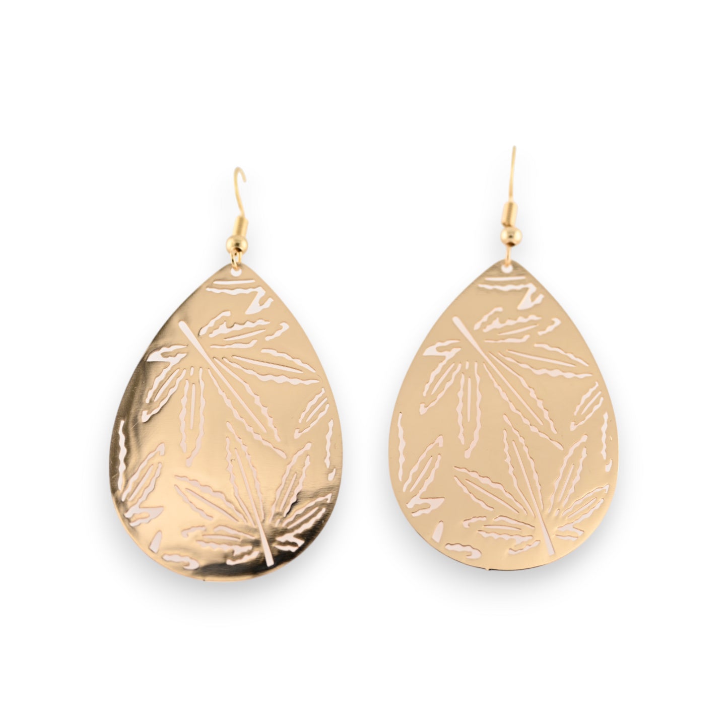 Boucles d'oreilles en métal doré motif feuille de cannabis