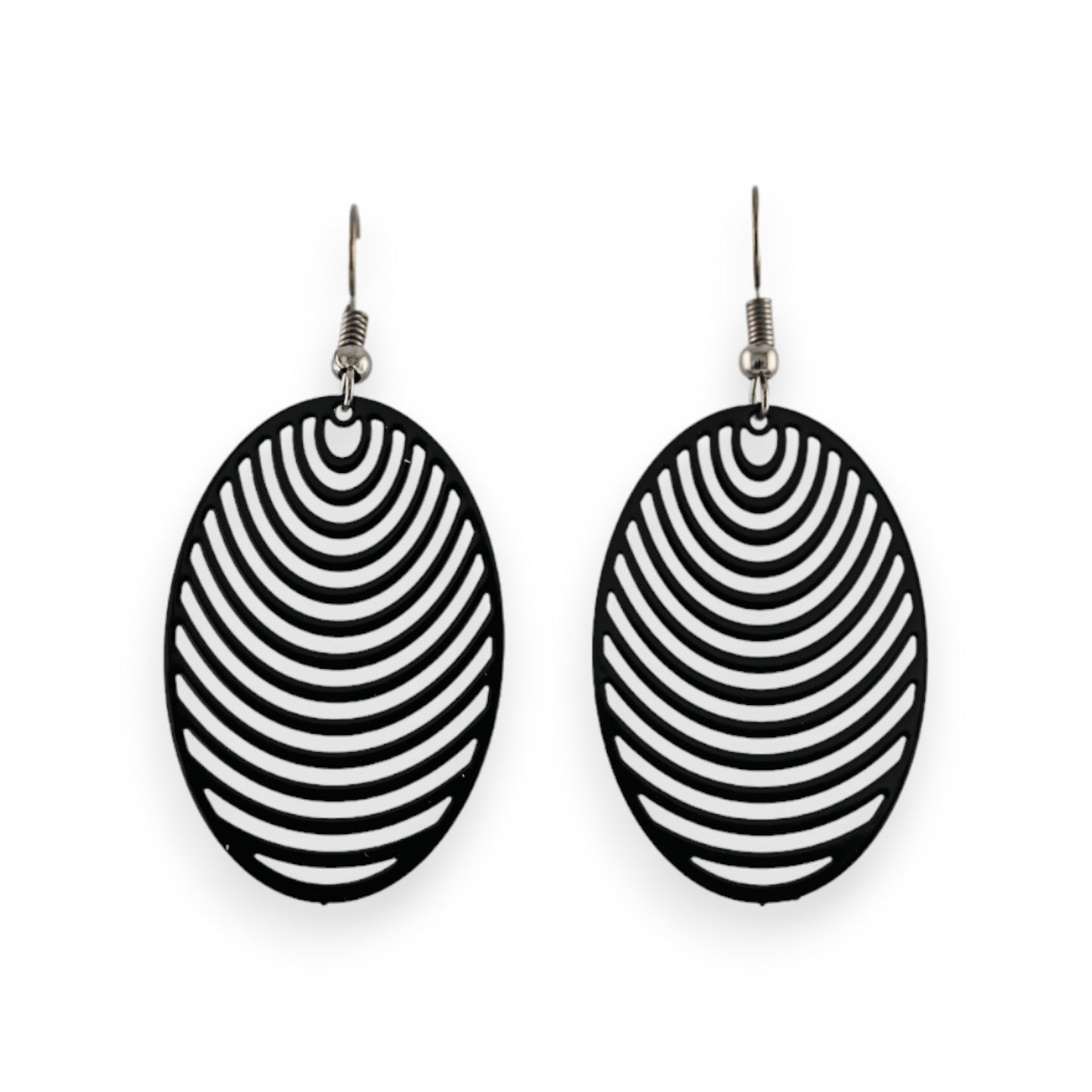 boucles d'oreilles en métal noir motif ovale