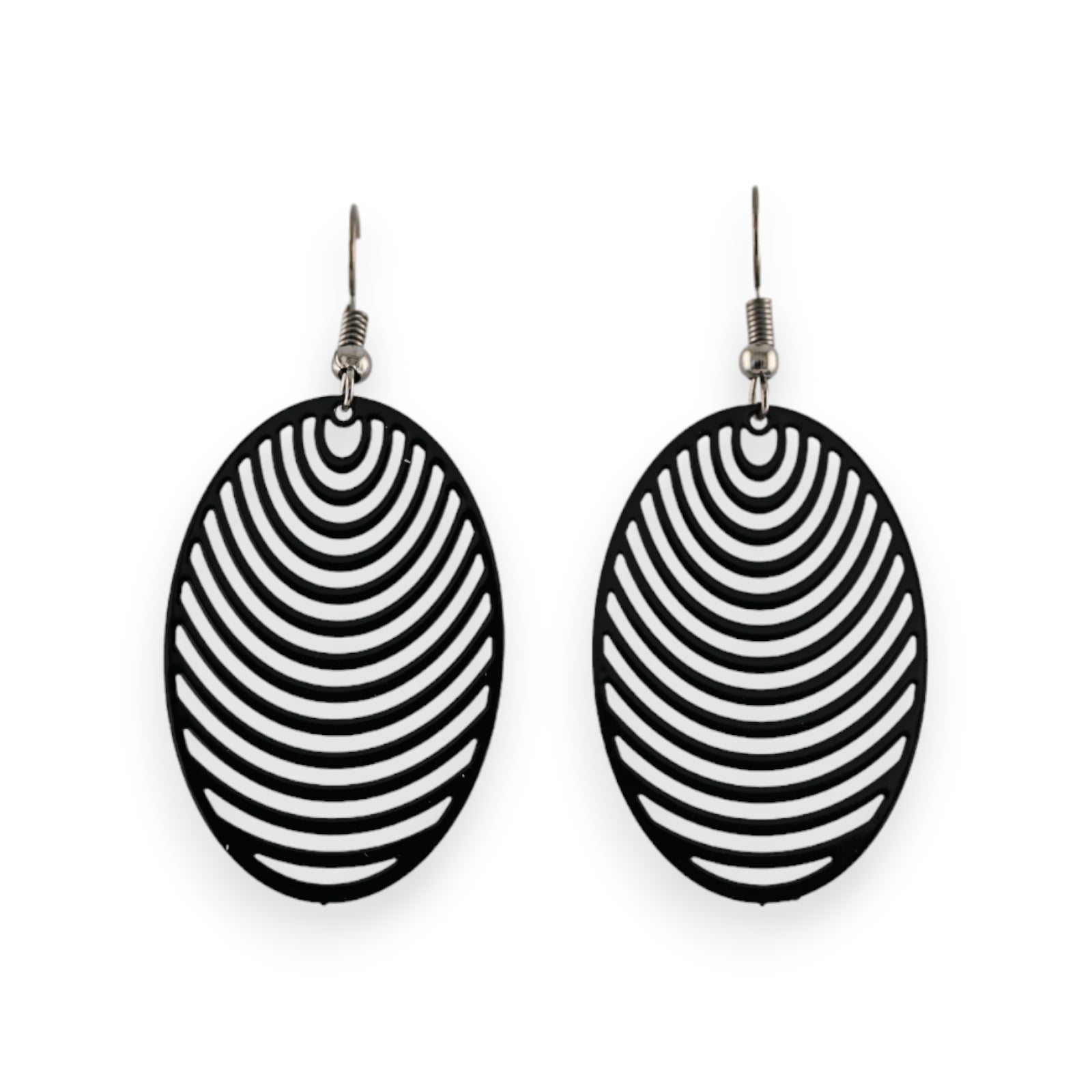 boucles d'oreilles en métal noir motif ovale
