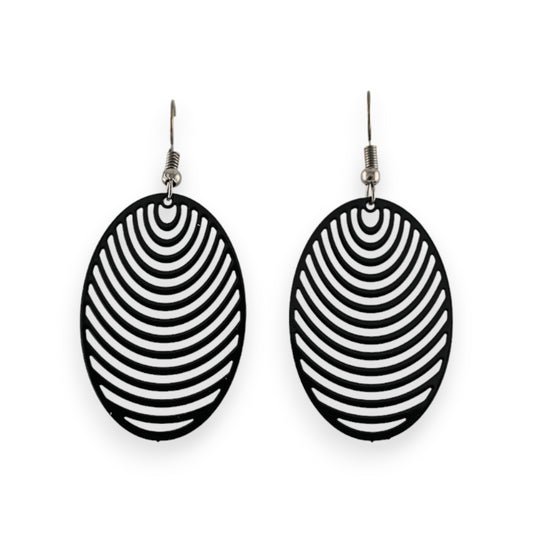 boucles d'oreilles en métal noir motif ovale