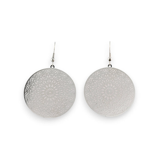Boucles d'oreilles Mandala argenté
