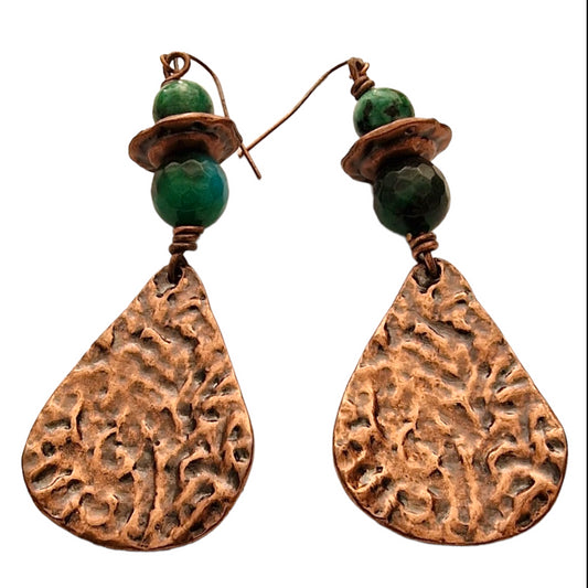 Boucles d'oreilles métal pierre ethnique