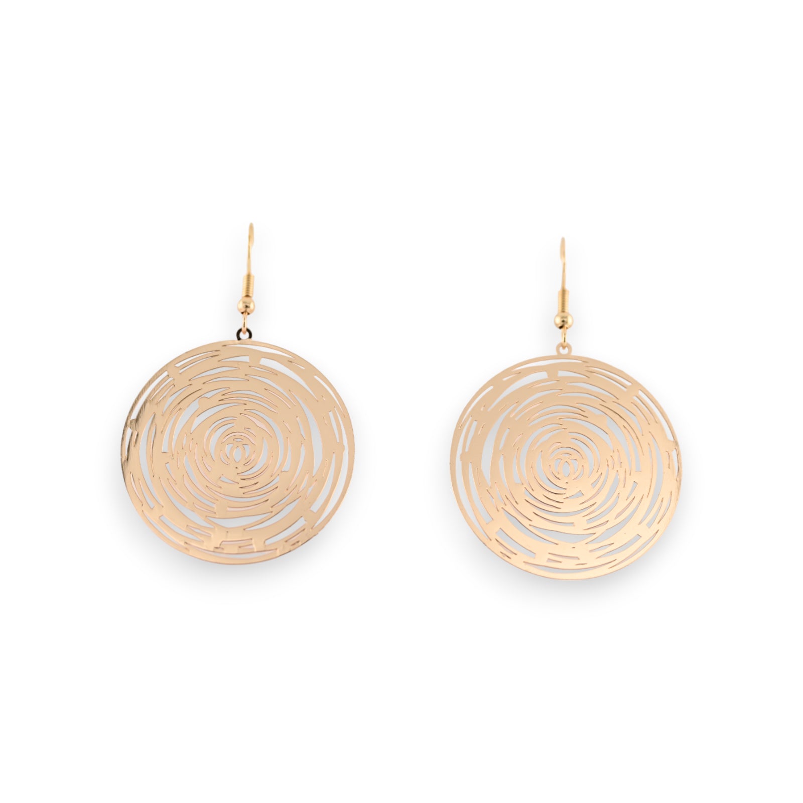 Boucles d'Oreilles Pendantes en Spirale Dorée