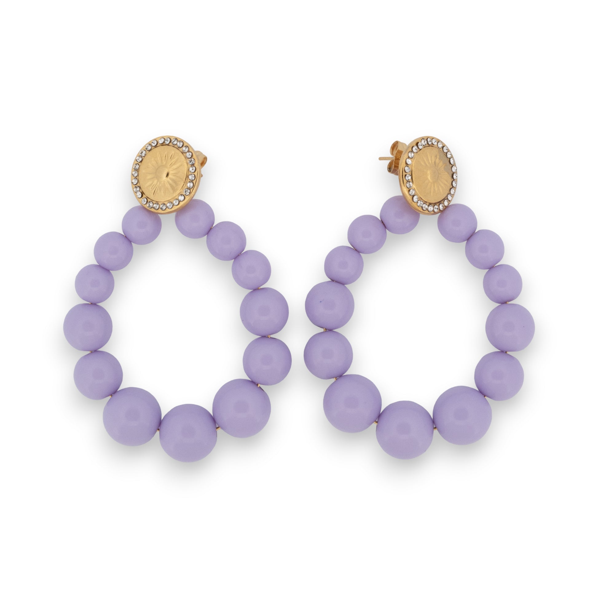 Boucles d'oreilles créoles perles parme