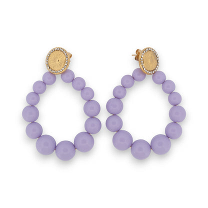 Boucles d'oreilles créoles perles parme