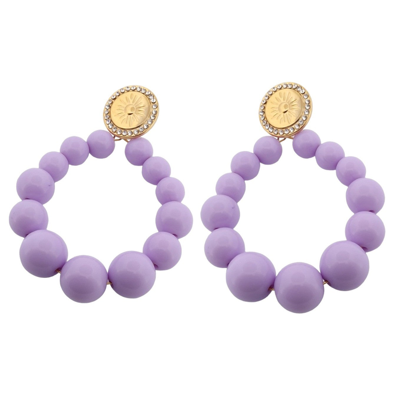 Boucles d'oreilles créoles perles parme