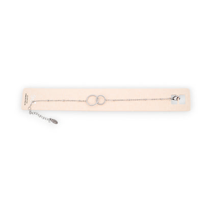 Bracelet acier argenté 2 cercles enlacés