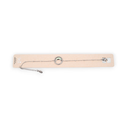 Bracelet acier argenté demi lune nacrée