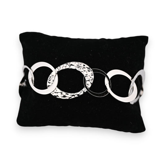 Bracelet acier argenté grosse mailles fantaisies