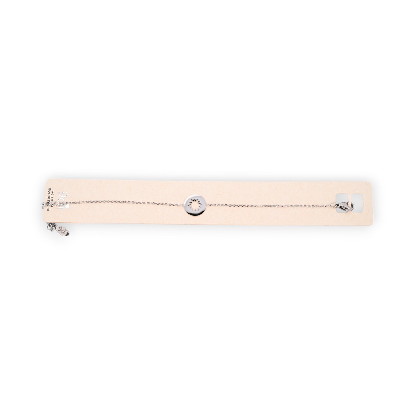 Bracelet acier argenté médaillon étoile ajourée