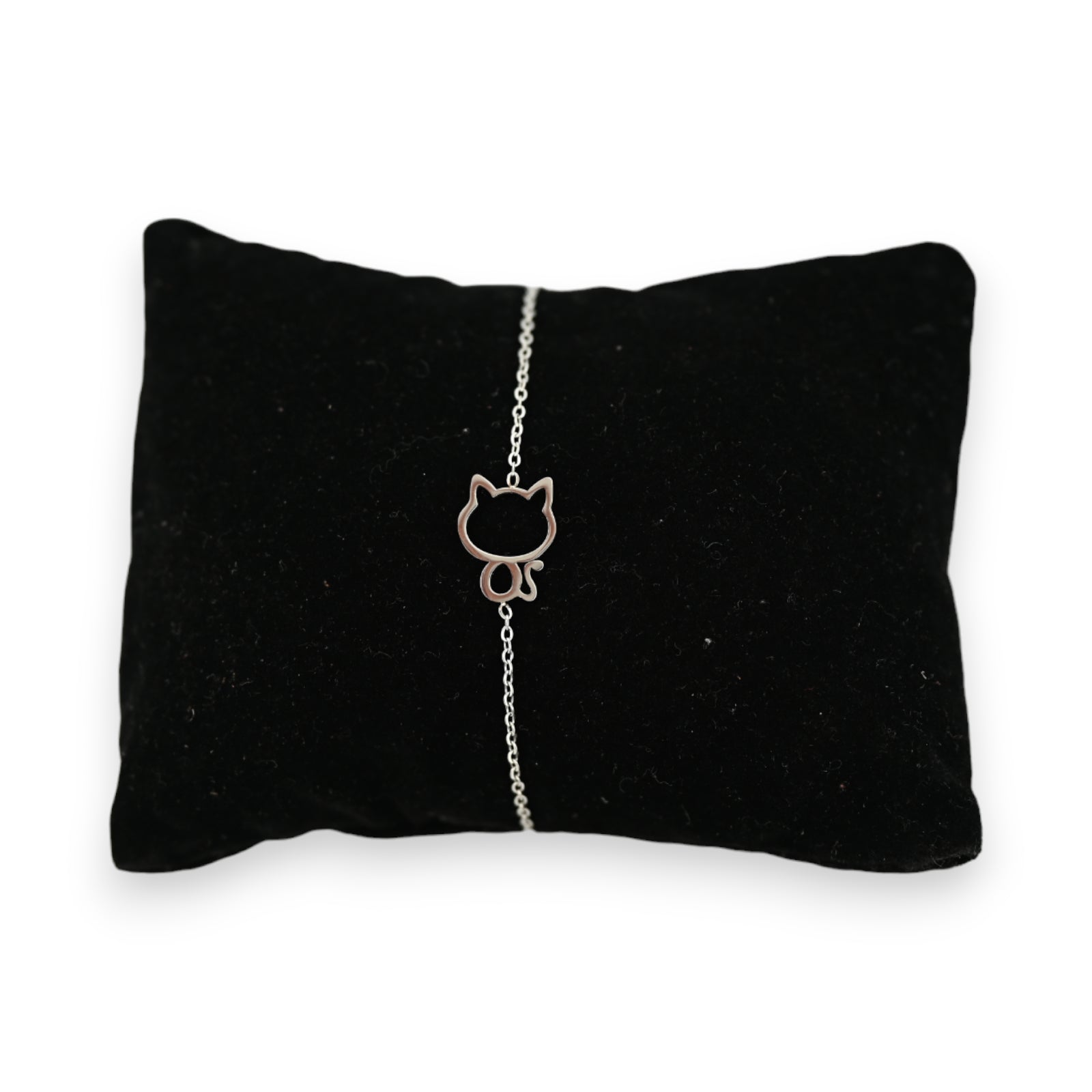 Bracelet acier argenté petit chat