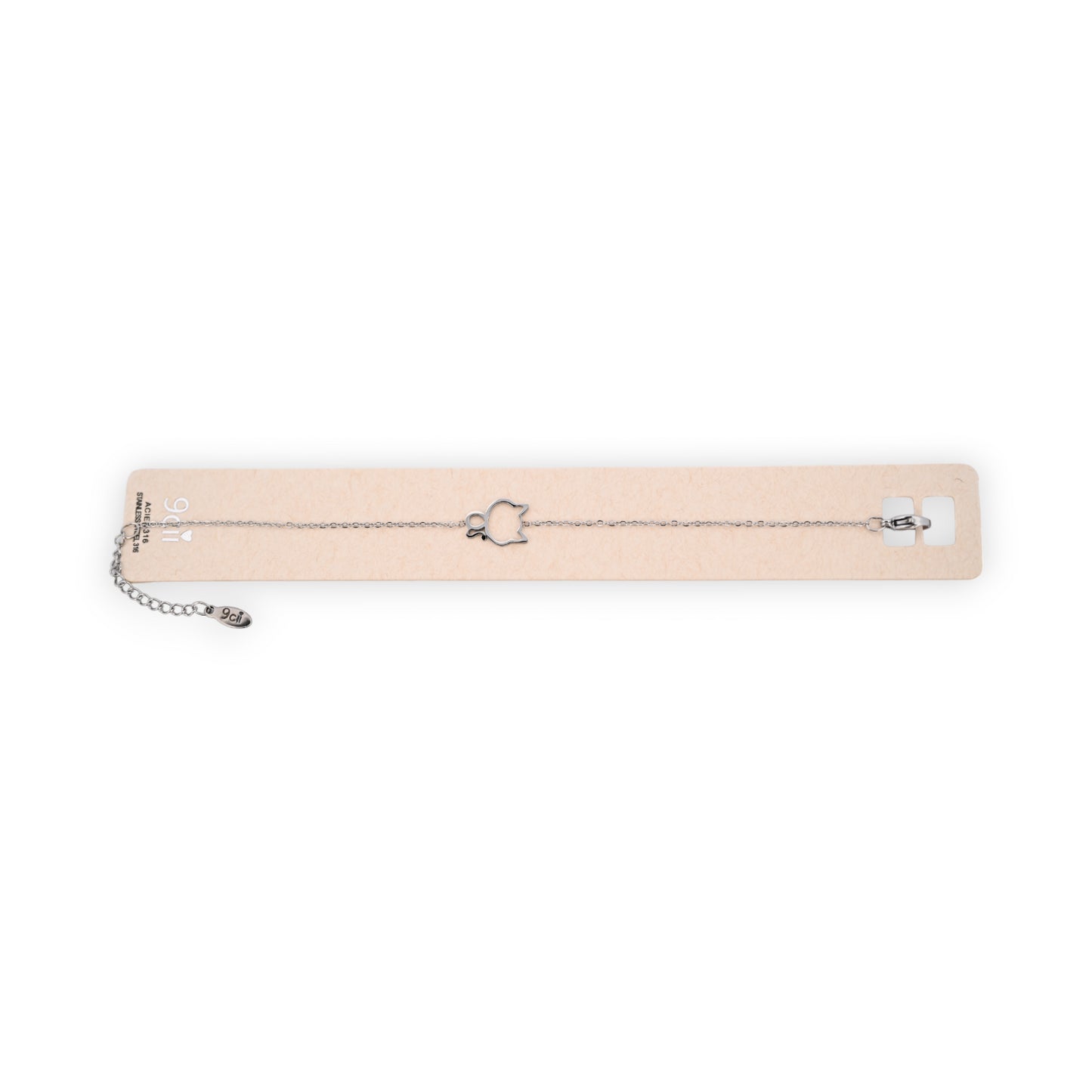 Bracelet acier argenté petit chat