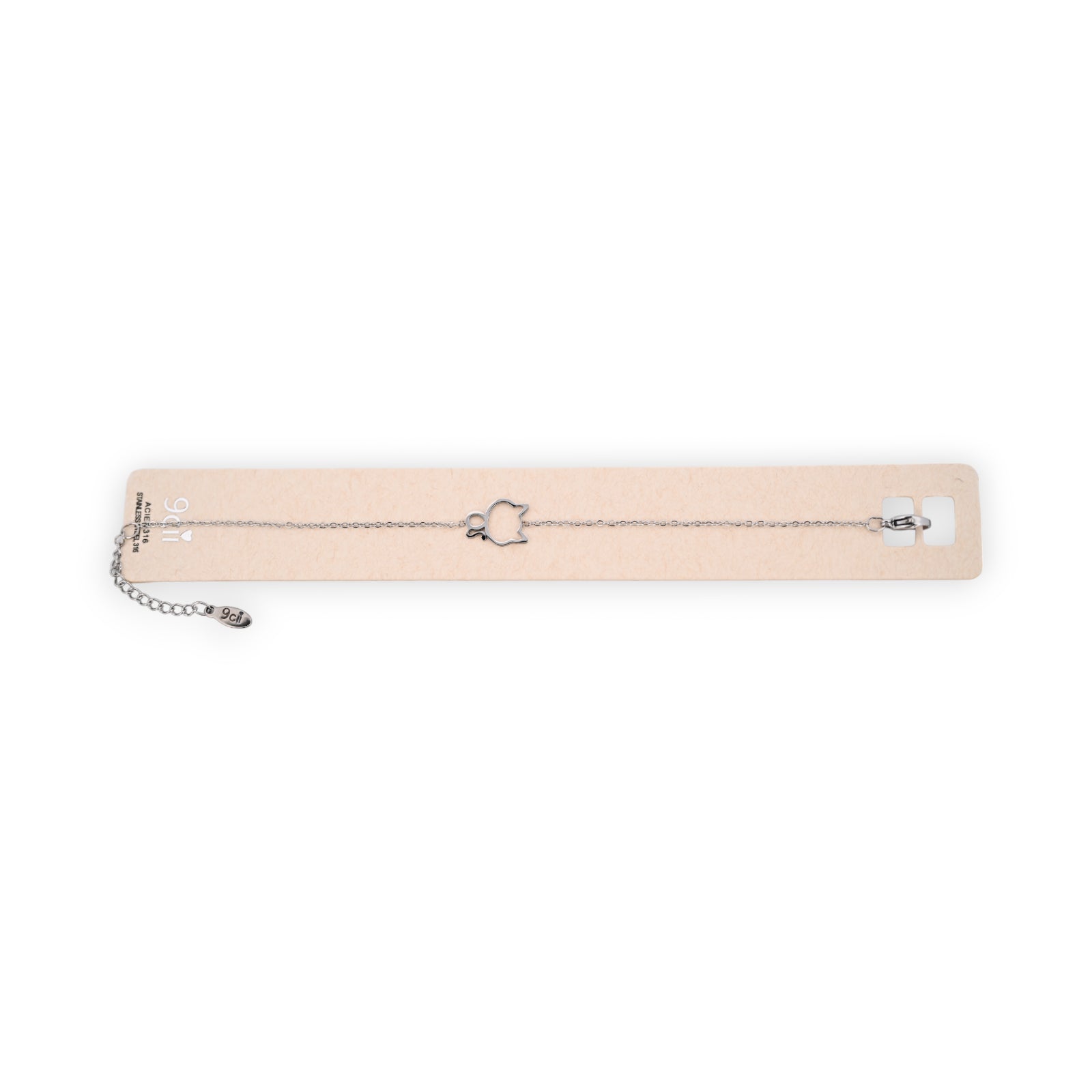 Bracelet acier argenté petit chat