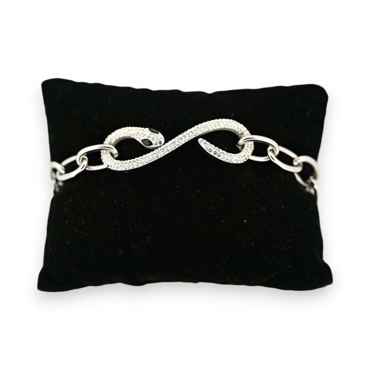 Bracelet acier chaine argenté serpent strass