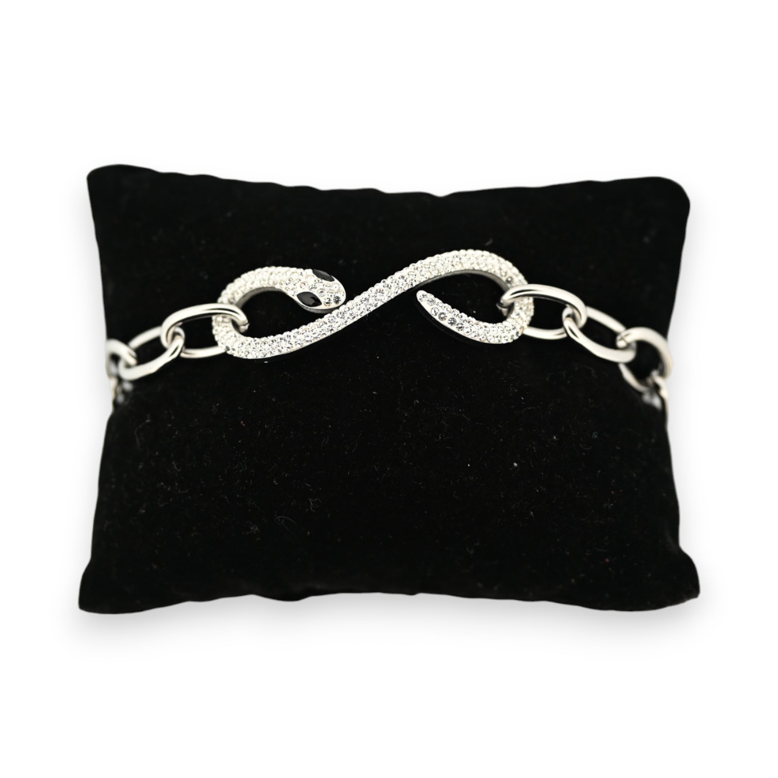 Bracelet acier chaine argenté serpent strass