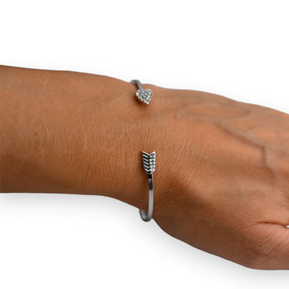 Bracelet argenté rigide flèche d'amour
