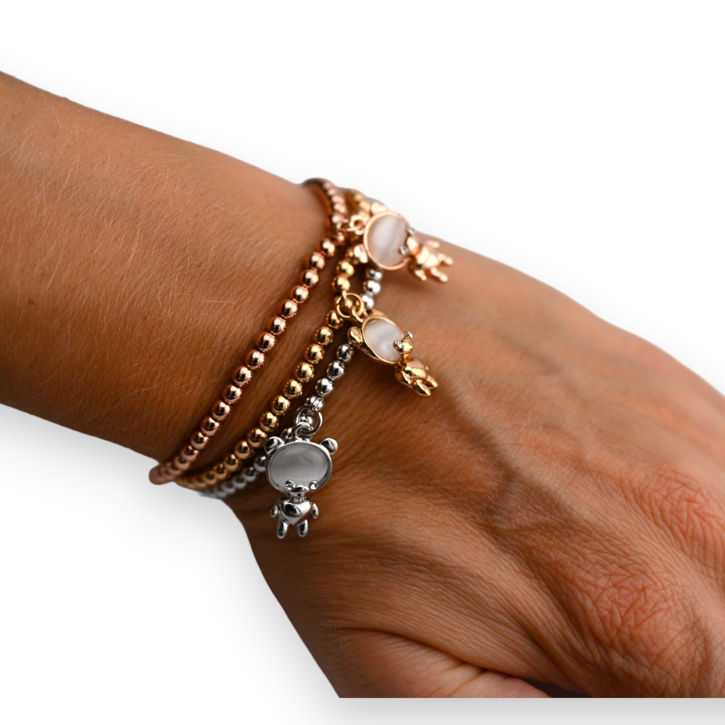 Bracelet élastique 3 rangs  nounours