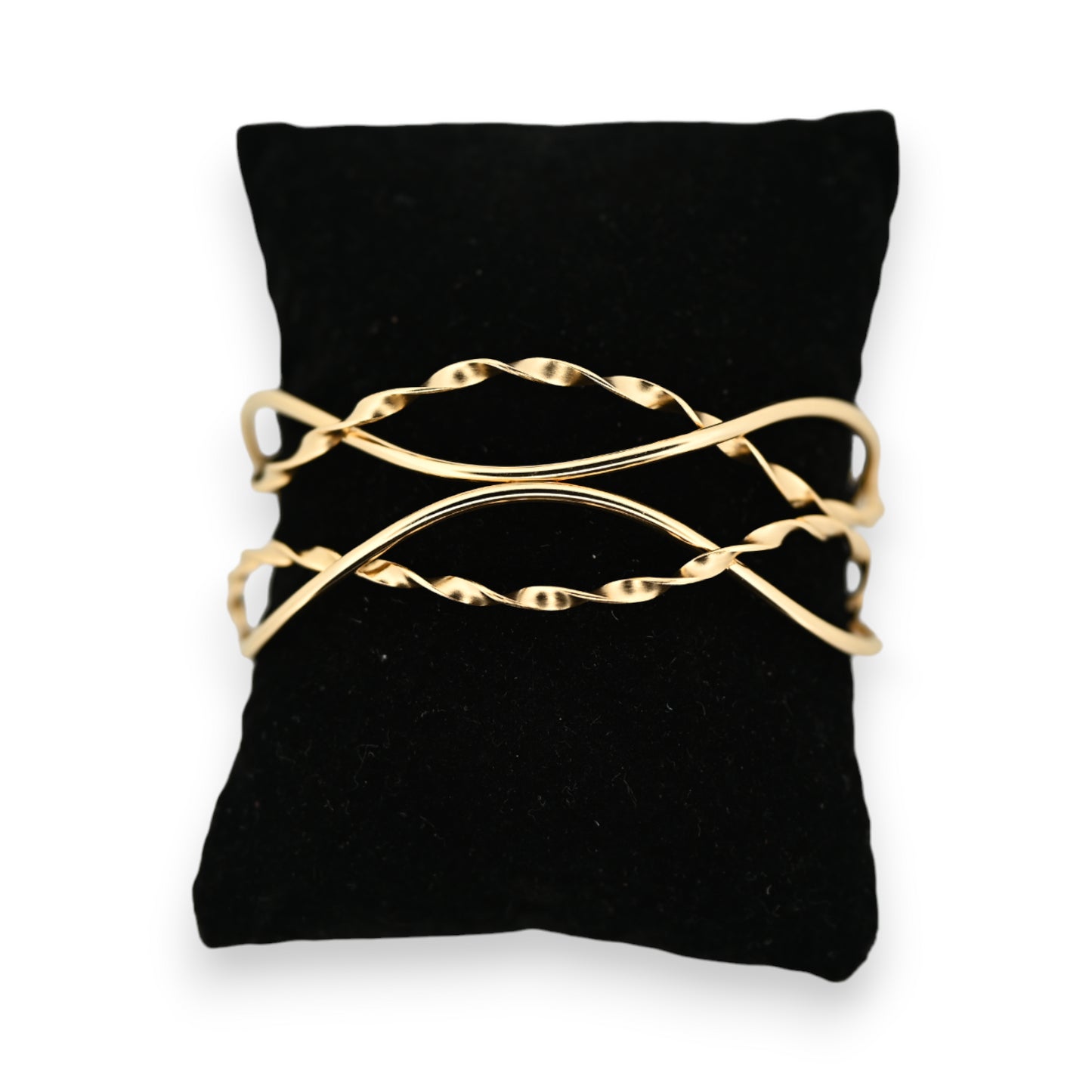 Bracelet  manchette acier doré vague bohème