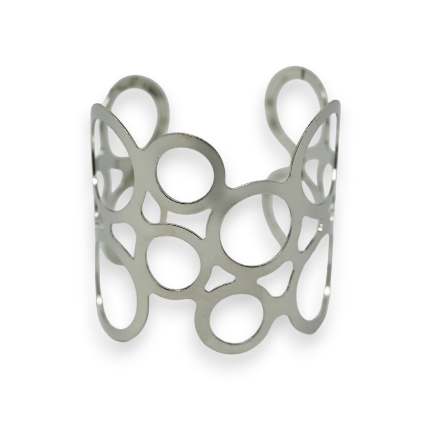 Bracelet manchette argenté motif rond