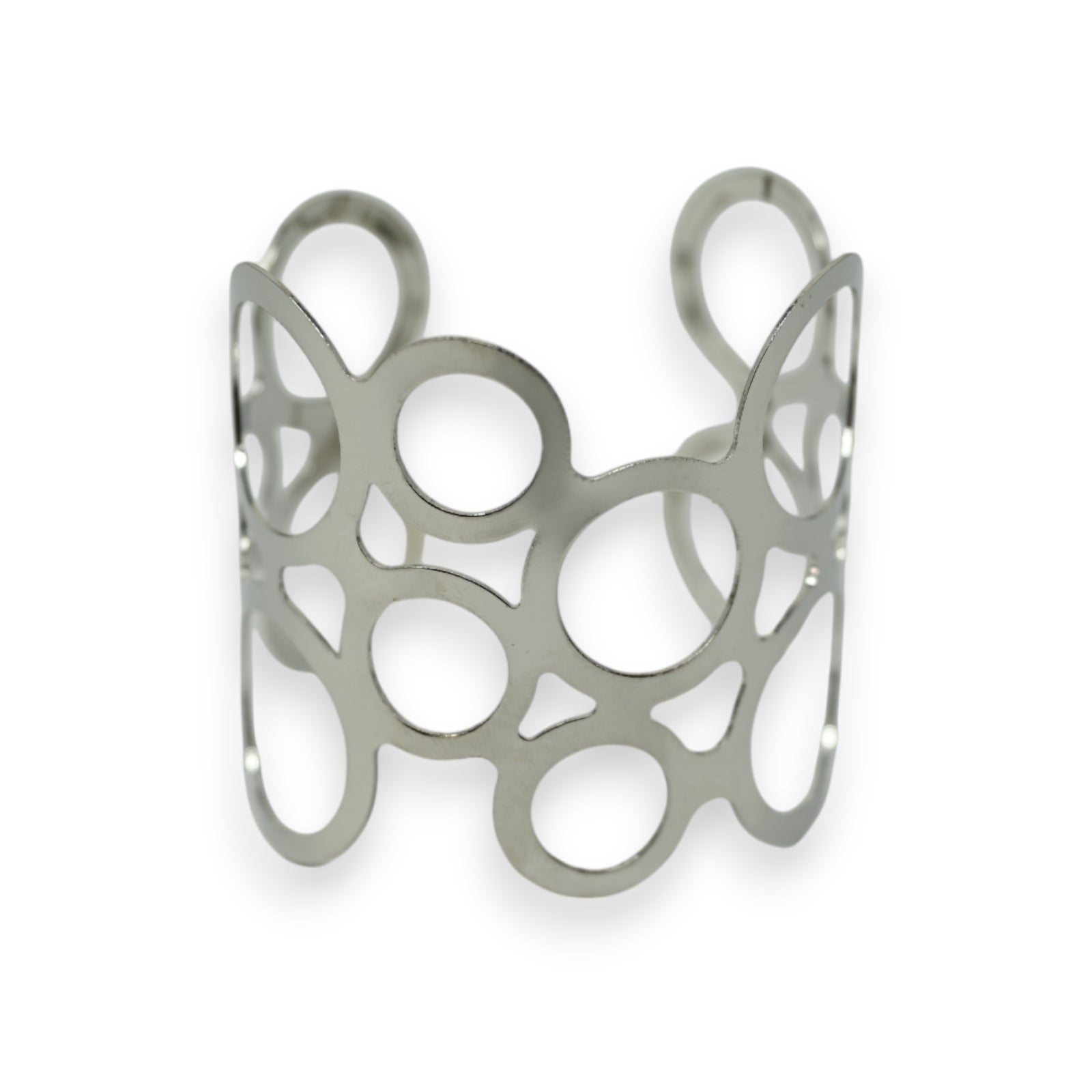 Bracelet manchette argenté motif rond