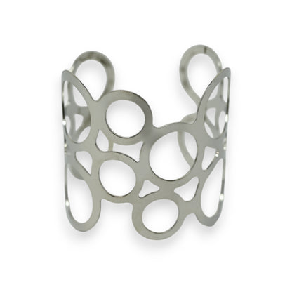 Bracelet manchette argenté motif rond