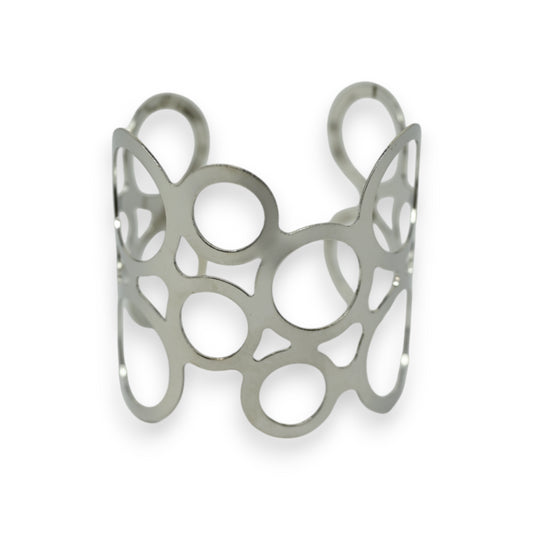 Bracelet manchette argenté motif rond
