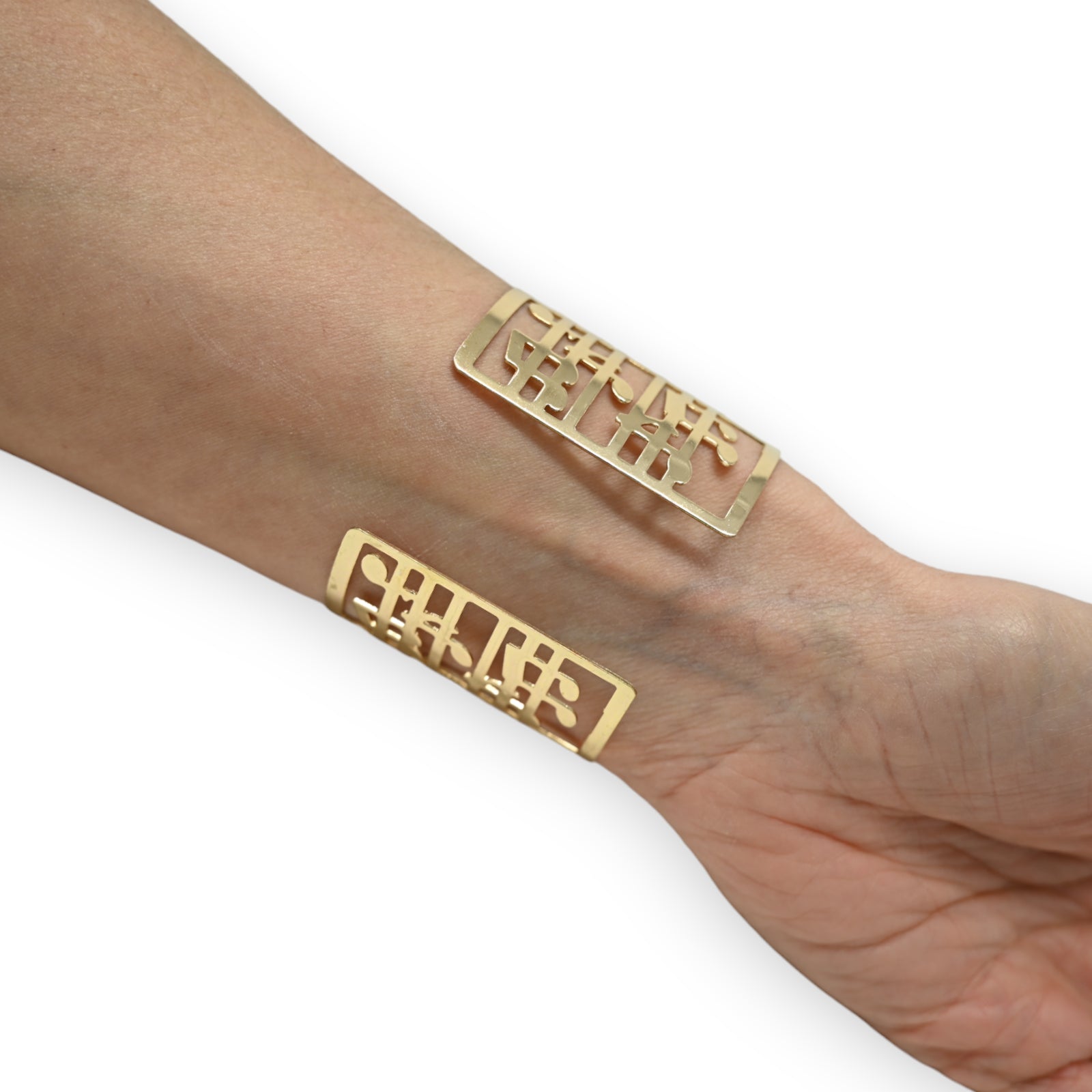Bracelet manchette doré notes de musique
