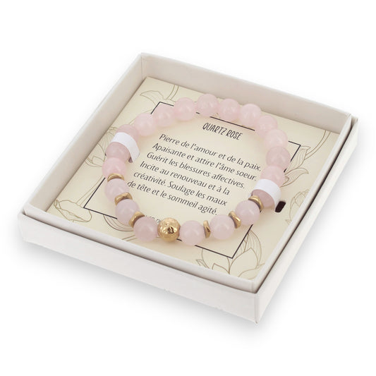 bracelet quartz rose avec boite Lolilota