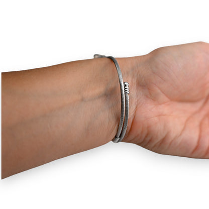 Bracelet rigide boules strass et cuivre