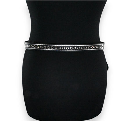 Ceinture noire cloutée et strassée femme