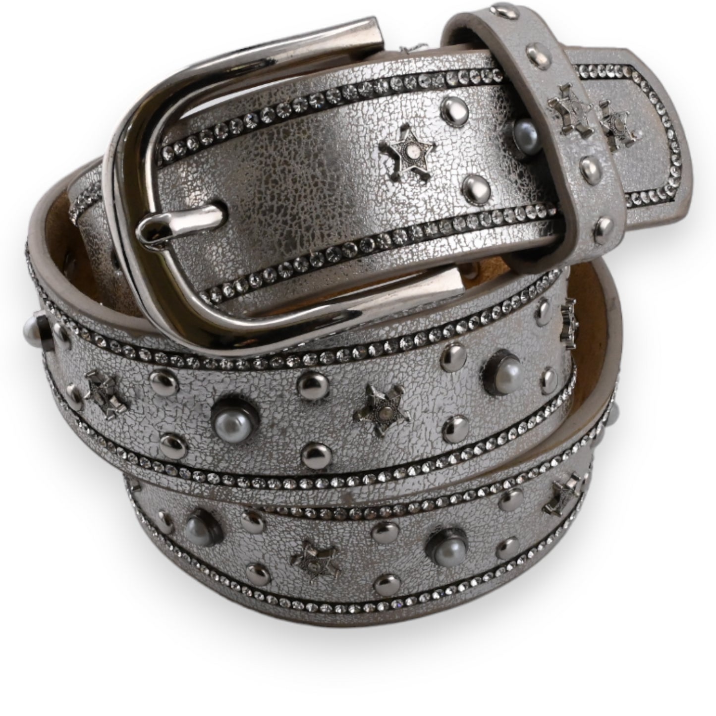 Ceinture cloutée étoile femme argenté